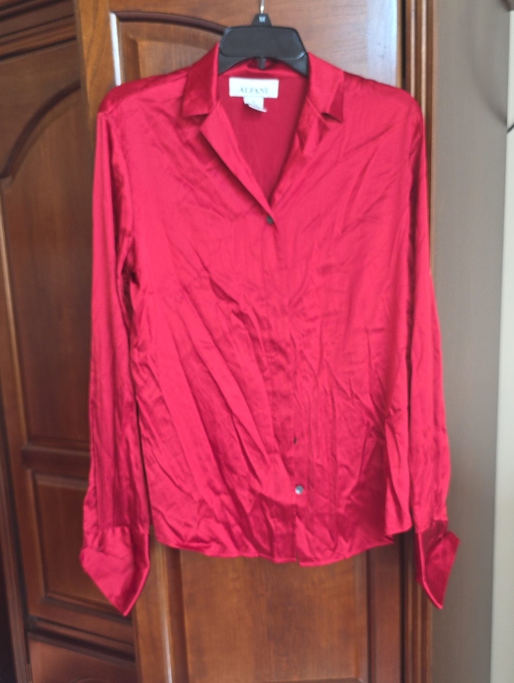 Alfani Silk Button-Up Long Sleeve Sleep Shirt 14